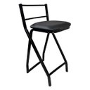 Ver imagem 2 de Kit 2 Banquetas Gourmet Alta Metal Estilo Industrial Assento Corino Preto
