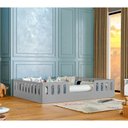 Ver imagem 1 de Cama Casal Infantil Helo com Cercado para Quarto Infantil em Madeira e Design Funcional - Cinza