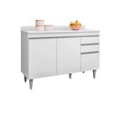 Ver imagem 1 de Balcão Melissa com Tampo 120cm 3 Portas 2 Gavetas Branco Maderatto Móveis