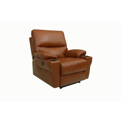 Poltrona do Papai Elétrica de Couro Natural com Carregador Usb:457conhaque