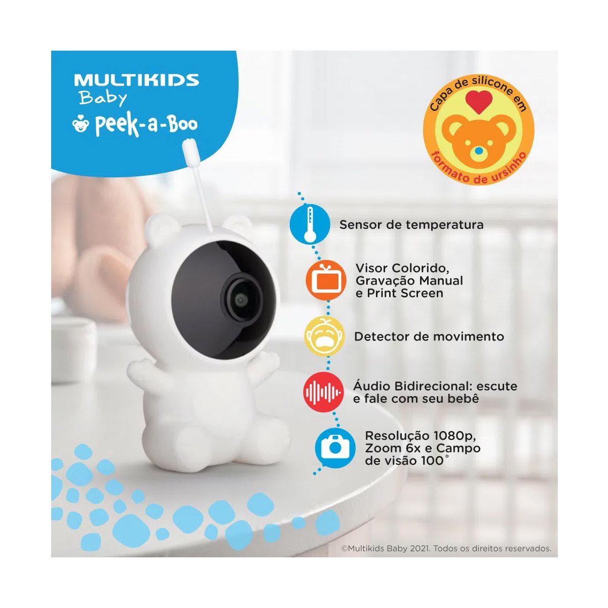 Babá Eletrônica Wifi Peek-a-Boo com Câmera Bivolt Multikids Baby - BB1156 - 5