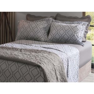 Jogo de Cama Duplo Queen 4 Peças 180 Fios Cannes Sonhare Ouro Sultan