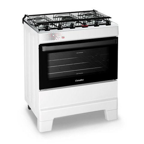 Fogão Esmaltec Ideal Top 5 Bocas 84l Bivolt Branco Mesa Inox Acendimento Automático