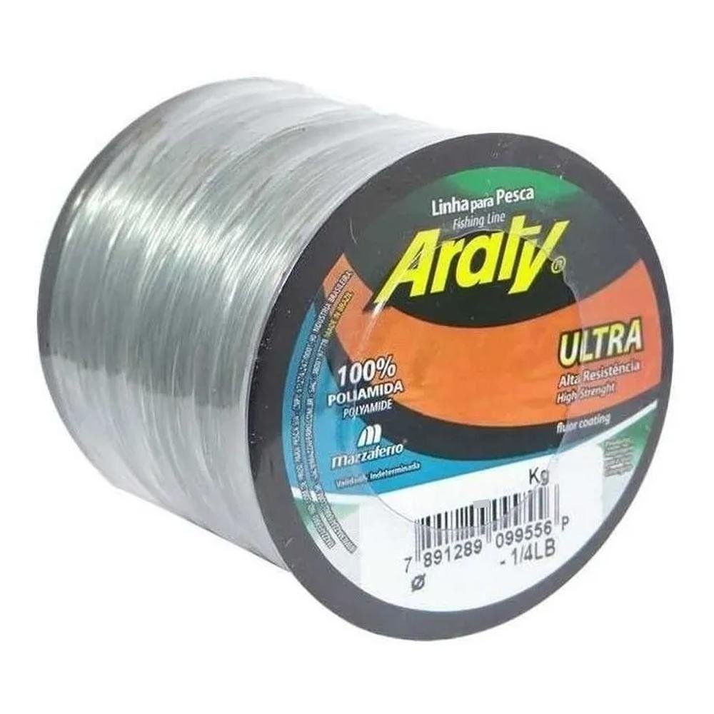 Linha Monofilamento Araty Ultra 1/4 Lb – Mazzaferro Prata 0,45mm - 625 mts - 2