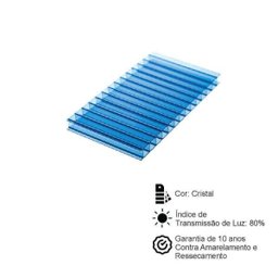 Cobertura Policarbonato Alveolar - 4,00m x 4,00m - Azul 6mm - 3