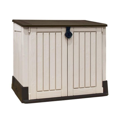 Armário Baú Depósito 880L Multiuso Externo Store Midi Modular Bege e Marrom Keter