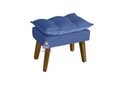 Ver imagem 5 de Kit 02 Poltrona/cadeira Decorativa e Puff Glamour com Pés Quadrado Azul Marinho