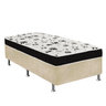 Cama Box Solteiro Suede Bege + Colchão Solteiro Suede Preto Espuma 88x188x55 - 1