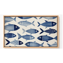 Ver imagem 2 de Quadro Decorativo N°49 105x60cm - Panorâmico Peixes Azul Escandinavo - Madeira Clara - Rollflex