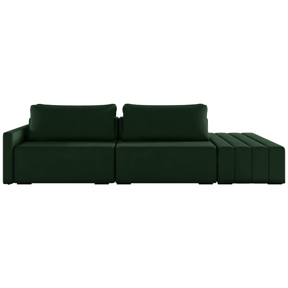 Sofá Ilha Modulado Milos 232cm Puff Lateral Veludo Verde G33 - Gran Belo - 8