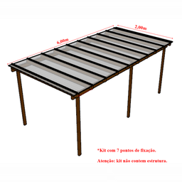 Cobertura Policarbonato Alveolar 6,00m x 2,00m - Cristal 6mm - 4