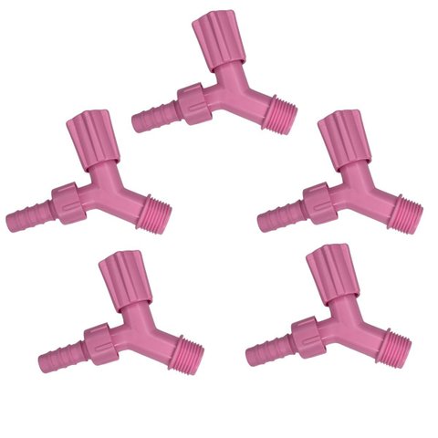Kit 5 Torneiras para Tanque e Jardim Bico 1/2 3/4 Rosa