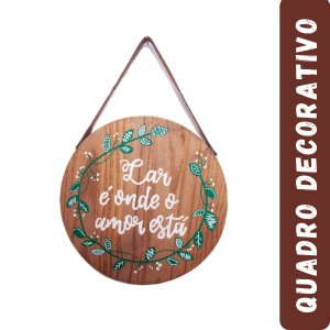 Quadro decorativa de madeira pinus Lar para cantinho do café