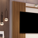 Ver imagem 3 de Painel para Sala Duas Prateleiras Uma Porta com Dobradiças Muller Ripado - Giga Móveis:off White/fre