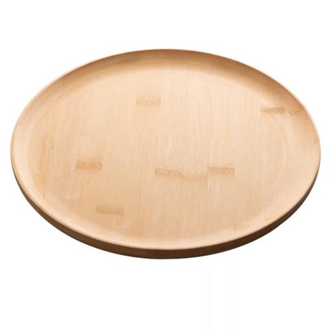 Prato de Bambu 18x2cm Lyor Bandeja Redonda Petisqueira Servir Decorar Buffet