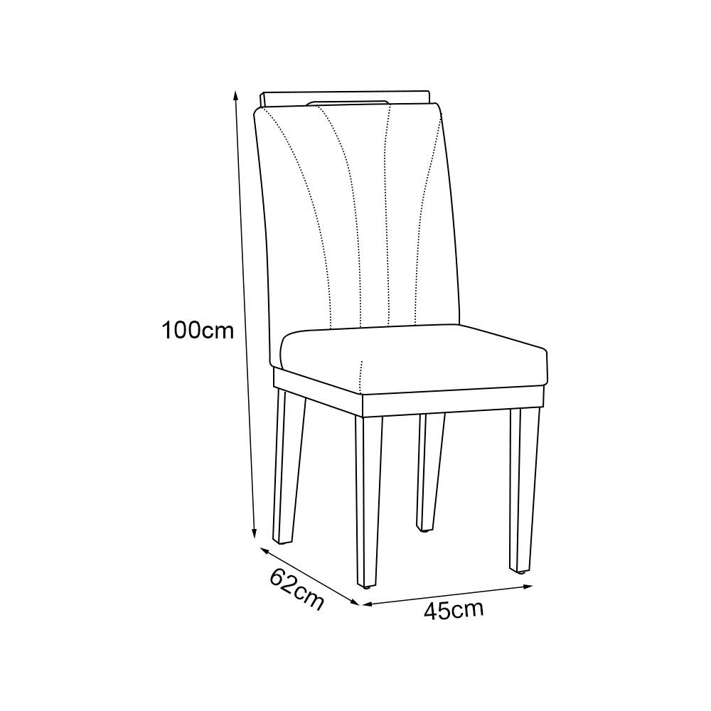 Kit 6 Cadeiras de Jantar Estofadas Desmontável Isabel 45cm X 100cm Suede Bege - 5