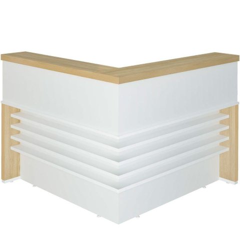 Balcão para Atendimento-recepção em L - Casa Chick Carvalho-branco