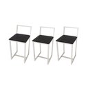 Ver imagem 1 de Kit 3 Banqueta Baixa Para Cozinha Industrial Assento Estofado White
