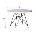 Ver imagem 2 de Mesa Eiffel Redonda 110cm Tampo de Madeira Branco com Base de Ferro Preto