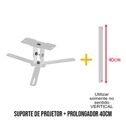 Suporte Projetor Datashow Teto Braço 40 Cm - Branco - 2