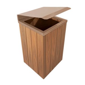 Lixeira de Madeira Plástica com Tampa Basculante Marrom 96l