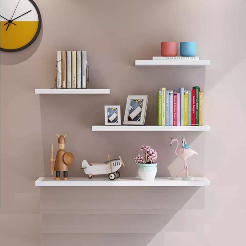 Kit 4 Prateleiras Mdf Reta - Branco para Decoração