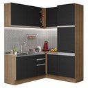Ver imagem 3 de Armário de Cozinha Completa de Canto 329cm Rustic Preto Glamy Madesa 01