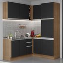 Ver imagem 1 de Armário de Cozinha Completa de Canto 329cm Rustic Preto Glamy Madesa 01
