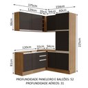 Ver imagem 4 de Armário de Cozinha Completa de Canto 329cm Rustic Preto Glamy Madesa 01