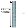 Kit 3 Barra Roscada Zincada de 1 Metro Unc Stein 3/16 - 2