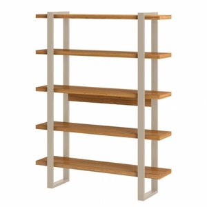 Estante Cleveland 5 Prateleiras Cor Freijo com Off White 135 Cm - 64597
