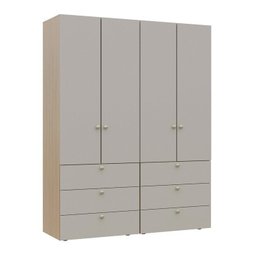 Guarda-roupa 2 Módulos 4 Portas 6 Prateleiras 6 Gavetas Frame Cabecasa madeiramadeira - 10