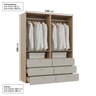 Guarda-Roupa 2 Módulos 4 Portas 6 Prateleiras 6 Gavetas Frame CabeCasa MadeiraOriginals - 4