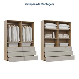 Guarda-roupa 2 Módulos 4 Portas 6 Prateleiras 6 Gavetas Frame Cabecasa madeiramadeira - 12