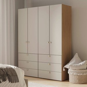 Guarda-roupa 2 Módulos 4 Portas 6 Prateleiras 6 Gavetas Frame Cabecasa madeiramadeira