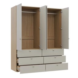 Guarda-roupa 2 Módulos 4 Portas 6 Prateleiras 6 Gavetas Frame Cabecasa madeiramadeira - 11