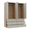 Guarda-Roupa 2 Módulos 4 Portas 6 Prateleiras 6 Gavetas Frame CabeCasa MadeiraOriginals - 11