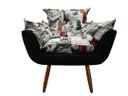 Ver imagem 1 de Poltrona Decorativa Opala Suede Composê Paris Vermelho Pés Madeira Ms Decor