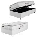Ver imagem 2 de Cama Box Baú Solteiro Colchão Espuma D33 Pillow Top New Millenium 88x188x60cm Branco Hellen