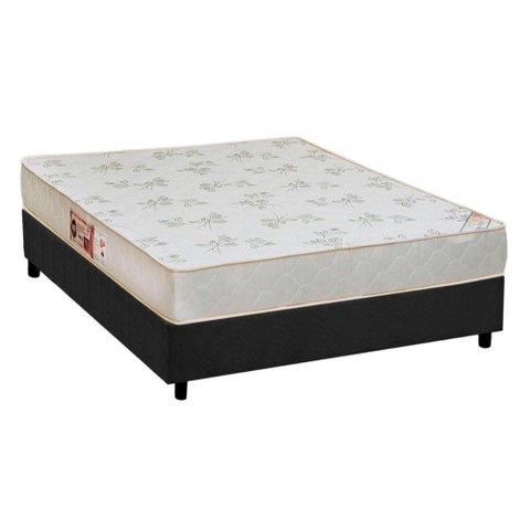 Cama Box Casal: Colchão Espuma Castor D33 Sleep Max Relax + Base CRC Suede Gray(138x188)