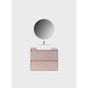 Ver imagem 3 de Gabinete para Banheiro com Cuba e Espelho Redondo 80cm Mdf Rosa Dubai - On Móveis