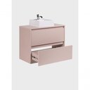 Ver imagem 7 de Gabinete para Banheiro com Cuba e Espelho Redondo 80cm Mdf Rosa Dubai - On Móveis