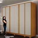 Ver imagem 2 de Guarda Roupa Casal Ares 6 Portas Cinamomo Off-white com Cômoda Rubi 4 Gavetas Cinamomo – Leifer