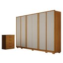 Ver imagem 1 de Guarda Roupa Casal Ares 6 Portas Cinamomo Off-white com Cômoda Rubi 4 Gavetas Cinamomo – Leifer