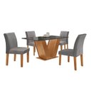 Ver imagem 3 de Conjunto Sala de Jantar Mesa 120x80cm Tampo MDF/Vidro com 4 Cadeiras Espanha Yescasa