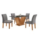 Ver imagem 2 de Conjunto Sala de Jantar Mesa 120x80cm Tampo MDF/Vidro com 4 Cadeiras Espanha Yescasa