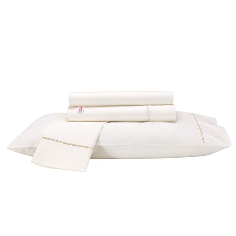 Jogo De Cama Casal Queen 100% Algodão 300 Fios Percal Ponto Palito Bege Completo Hotel 4 Peças