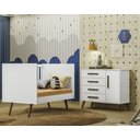 Ver imagem 2 de Quarto de Bebe Berço e Cômoda Q Encanto Retrô Branco Qmovi