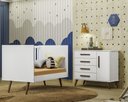 Ver imagem 2 de Quarto de Bebe Berço e Cômoda Q Encanto Retrô Branco Qmovi