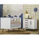 Ver imagem 1 de Quarto de Bebe Berço e Cômoda Q Encanto Retrô Branco Qmovi